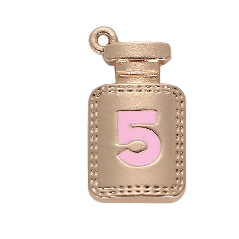 【ピンク･6個】 No.5 キラキラゴールド  香水瓶 香水ボトル パフューム チャーム カン付き　アンティーク
