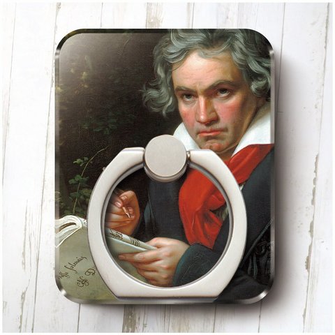 スマホリング【 ベートーヴェンの肖像画】iPhone8 iPhone7 iPadAir Android 絵画 バンカーリング レトロ