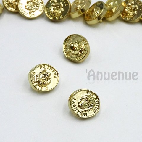 ミニメタルボタン12mm【Portrait Coin / Gold 】4個