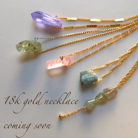 color  crystal necklace天然石大人ネックレス