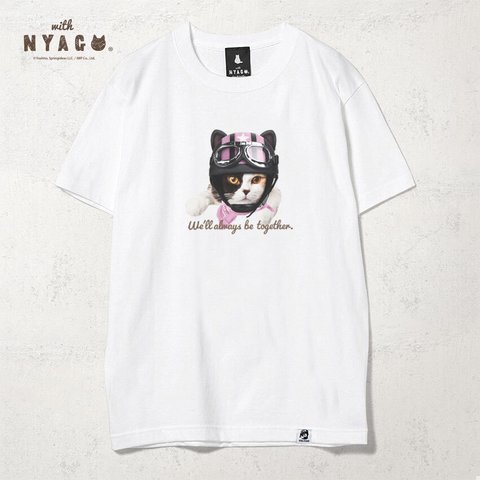 with NYAGO Tシャツ 半袖 猫 グラフィックシャツ tシャツ［ ライダー ピンク オスカー 三毛猫 1029 ］