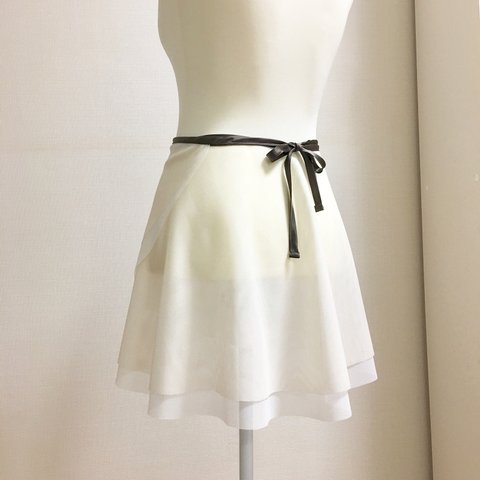 白×クリーム バレエ巻きスカート リバーシブル バレエスカート