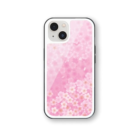 桜 16 強化ガラス iPhoneケース　さくら　iPhone13 iPhone12 iPhone11 iPhoneSE2  iPhoneSE3