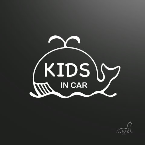 Kids in car☆くじら【練習用ステッカー付】キッズインカー　オリジナルステッカー　カーサイン