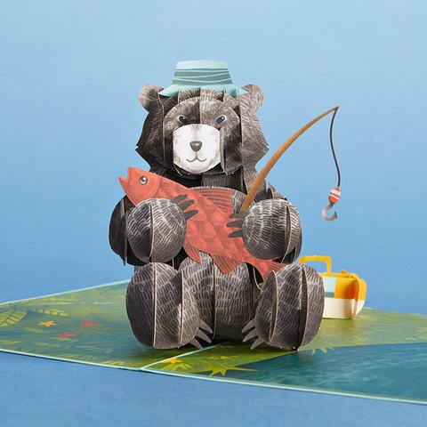 ポップアップグリーティングカード　Father’s Day Fishing Bear