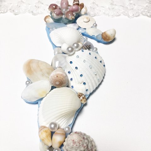 貝殻アート　幸せを運ぶタツノオトシゴ