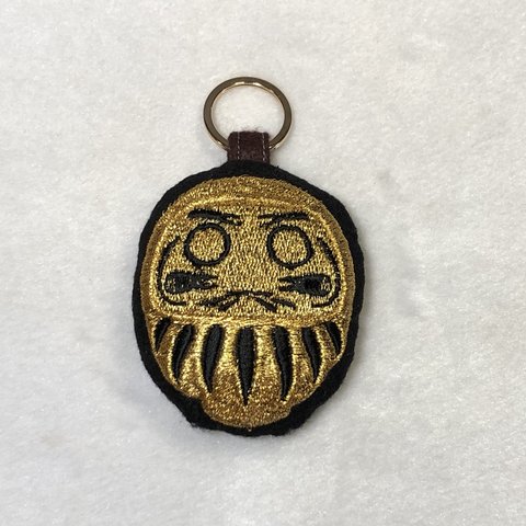 ★刺繍キーホルダー★　ダルマ　達磨　金糸