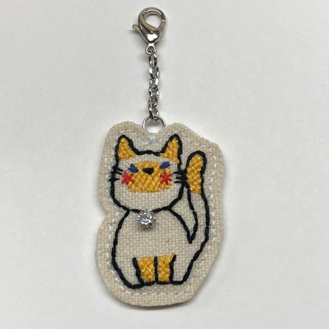 シャム猫刺繍チャーム・お座り③