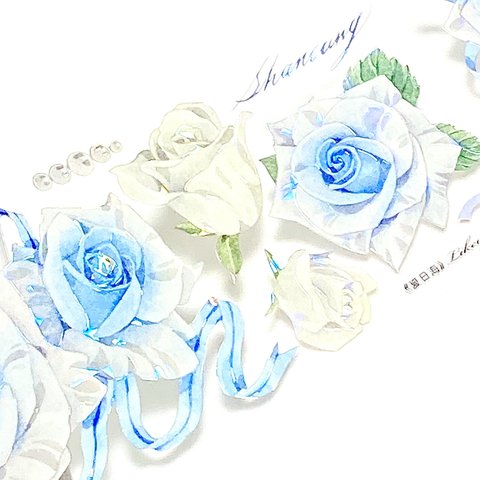 s-268●海外マスキングテープ 切り売り ／ 海外マステ  花 花束 薔薇 リボン レース バラ