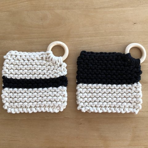 手編みのマクラメコースター　柄2枚セット