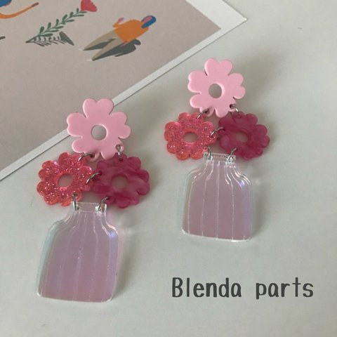 【1ペア】ピアス　🌼🌹フラワーベースピアス