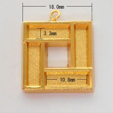 SHAREKI エポキシ樹脂粘土 レジン 手作り ハンドメイド素材 パーツ スクエア（四角形） ペンダントフレーム ニッケルフリー ゴールド  squ-pen2-g