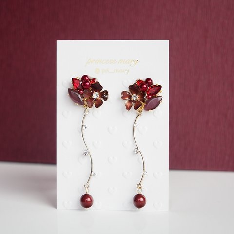 先着1名様限定》キラキラウェーブ♡red flower bijouピアス