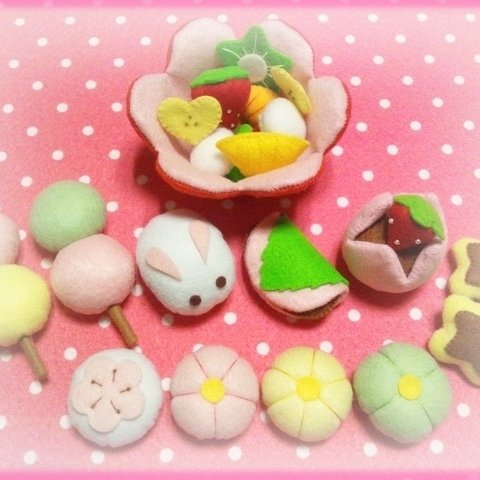 【SOLD】＊フェルト＊春の和菓子Sｅｔ＊