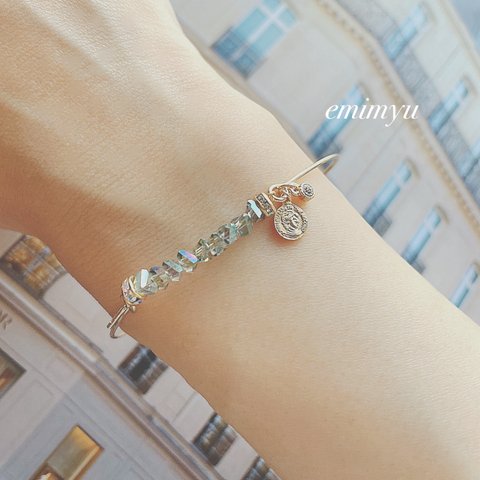 Crystal Beads Rondel Bangle