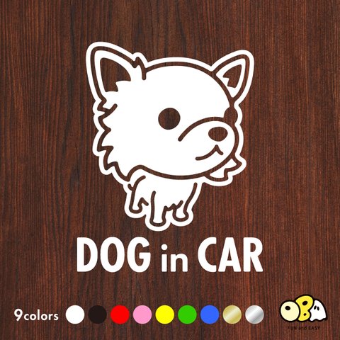 DOG IN CAR/チワワ・ロングコートA カッティングステッカー KIDS IN CAR・BABY IN CAR・SAFETY DRIVE