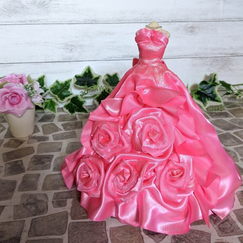 ミニチュアドレス11　ピンク×薔薇