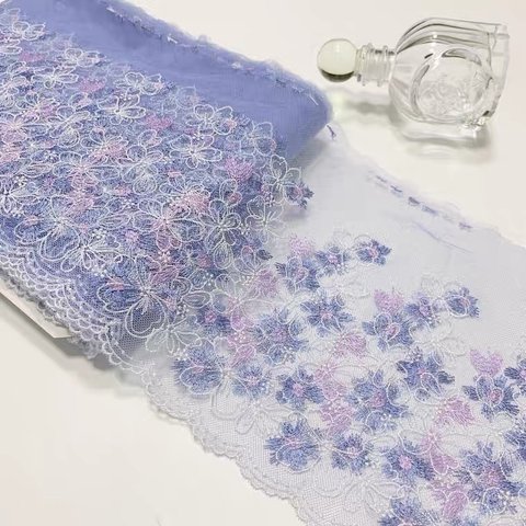 1m 刺繍　チュールレース　花柄　ハンドメイド　