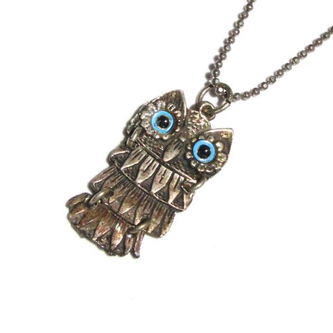 Vintage silver 925 owl motif necklace