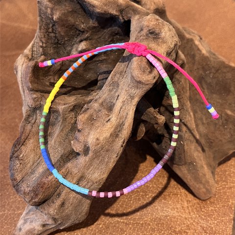 Neon Cord x Beads Bracelet/Pink