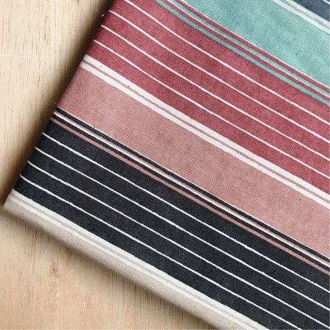 【シーチング54×50】vintage stripe・ピンクベージュグレー