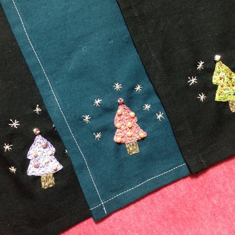 ビーズ刺繍のランチョンマット☆ホワイトクリスマス