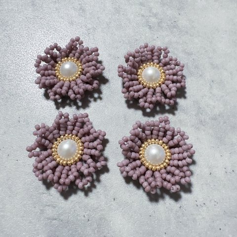 FP15 ハンドメイド　フラワー　お花　ビーズ刺繍　カボション　パール