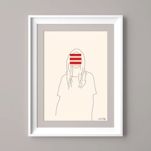 シンプル線画ポスター "ロングヘアーの女性" A4サイズ