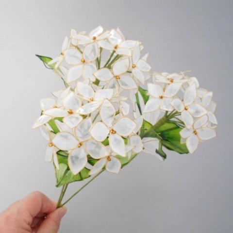 お部屋に白紫陽花３本セット（変わり花）