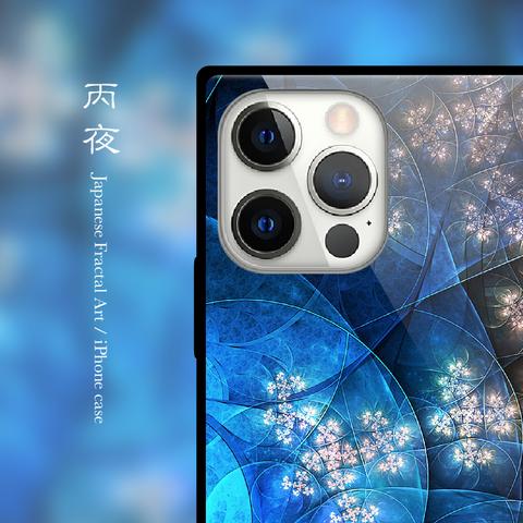 丙夜 - 和風 四角型 強化ガラス iPhoneケース【iPhone15/15Pro/15ProMax/15Plusも対応可能】