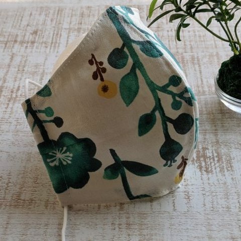 ☆ハンドメイド Handmade☆ 立体マスクカバー 小池百合子都知事 可愛い♪ 花柄 リネン ダブルガーゼ 日本製 ♪☆♪