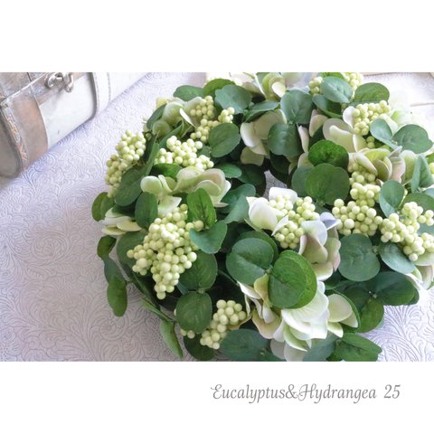 レビュー300感謝Sale6☆送料込＊Eucalyptus＆Hydrangeaリース　25