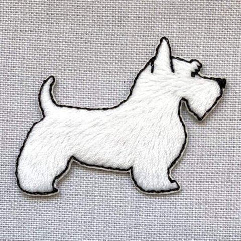 アップリケワッペン スコッチテリア ホワイト ST　2033　犬　ドッグ