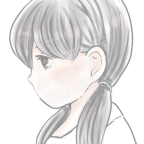 着画イラスト【普段着女の子横顔】