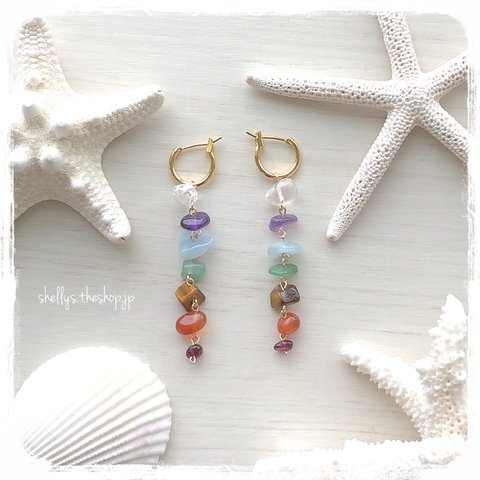 chakra ~ チャクラカラー ピアス チャクラ カラフル 天然石ピアス 天然石ジュエリー 天然石アクセサリー ナチュラルストーン パワーストーン　天然石 誕生石 