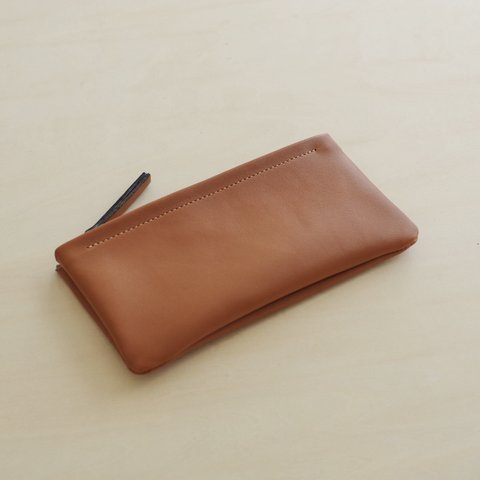 <高級革>フランスのラムレザー使用シンプル長財布（ブラウン）