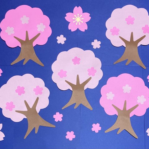 壁面飾り　桜の木5本セット
