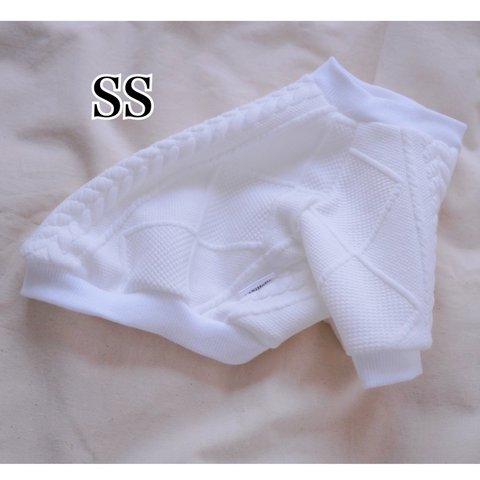 犬服【SS】ジャガードケーブルニット(White)