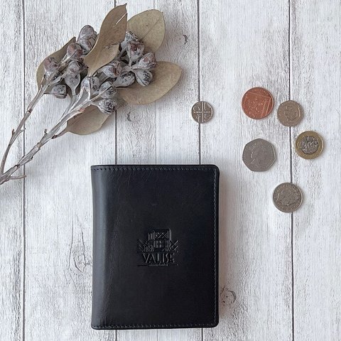 英国デザインValise二つ折りミニ手帳型財布 サファイヤブルー