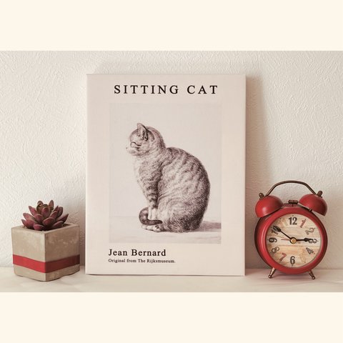 【送料無料】 アートパネル ネコ 名画 ｢sitting cat｣  おしゃれ インテリアパネル