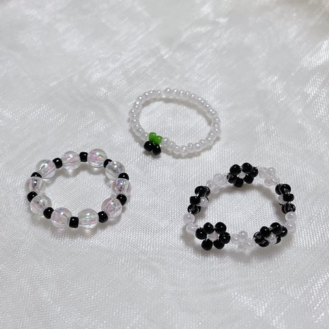 韓国　ハンドメイド　ビーズリング　ビーズアクセサリー