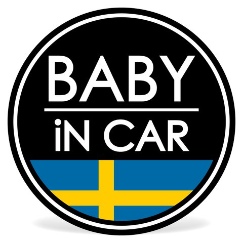 BABY IN CAR ステッカー / フラッグシリーズ / 耐水・耐候・日本製 〈スウェーデン国旗〉