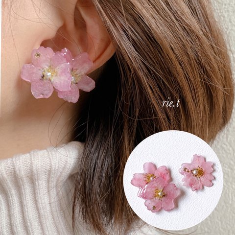 本物の桜　イヤーカフセット