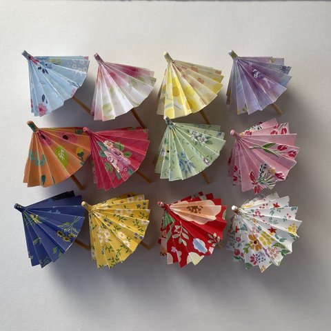和傘　番傘　花柄　12本　折り紙