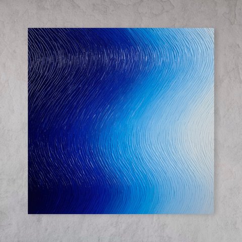 【青色の絵画】アート - ブルー 大きめ 抽象的 グラデーション（M-#67）