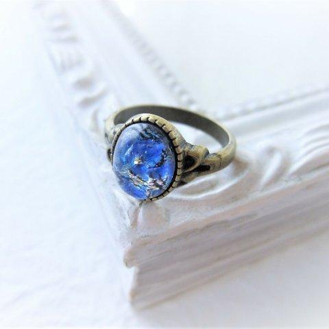 再販 vintage 青色の煌めく小さな指輪 ヴィンテージ