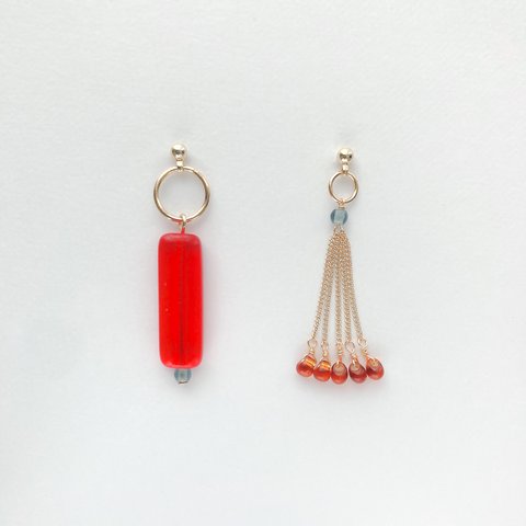 EARRING:「Red」-drizzle- onomatopoeia