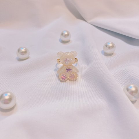 🧸くまちゃん×スパンコール×ラメ🧸指輪💍