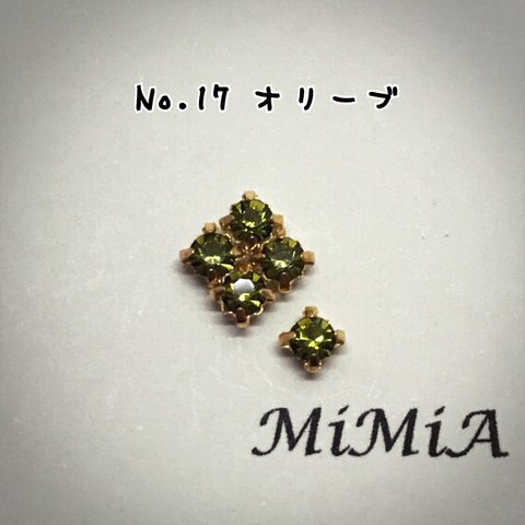 ＊3mm 台座付きA級ガラスストーン  オリーブ＊