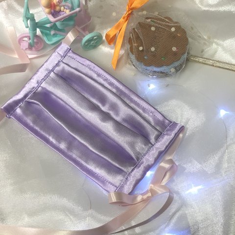 サテン プリーツマスク パープル 紫